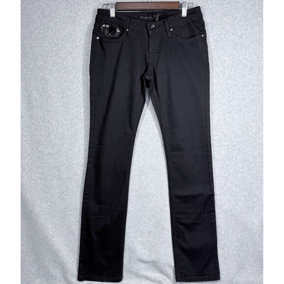 Rivet De Cru Jeans Womens Sz 29 30x33 Black Denim High Rise 90s Straight Leg - Picture 1 of 14
